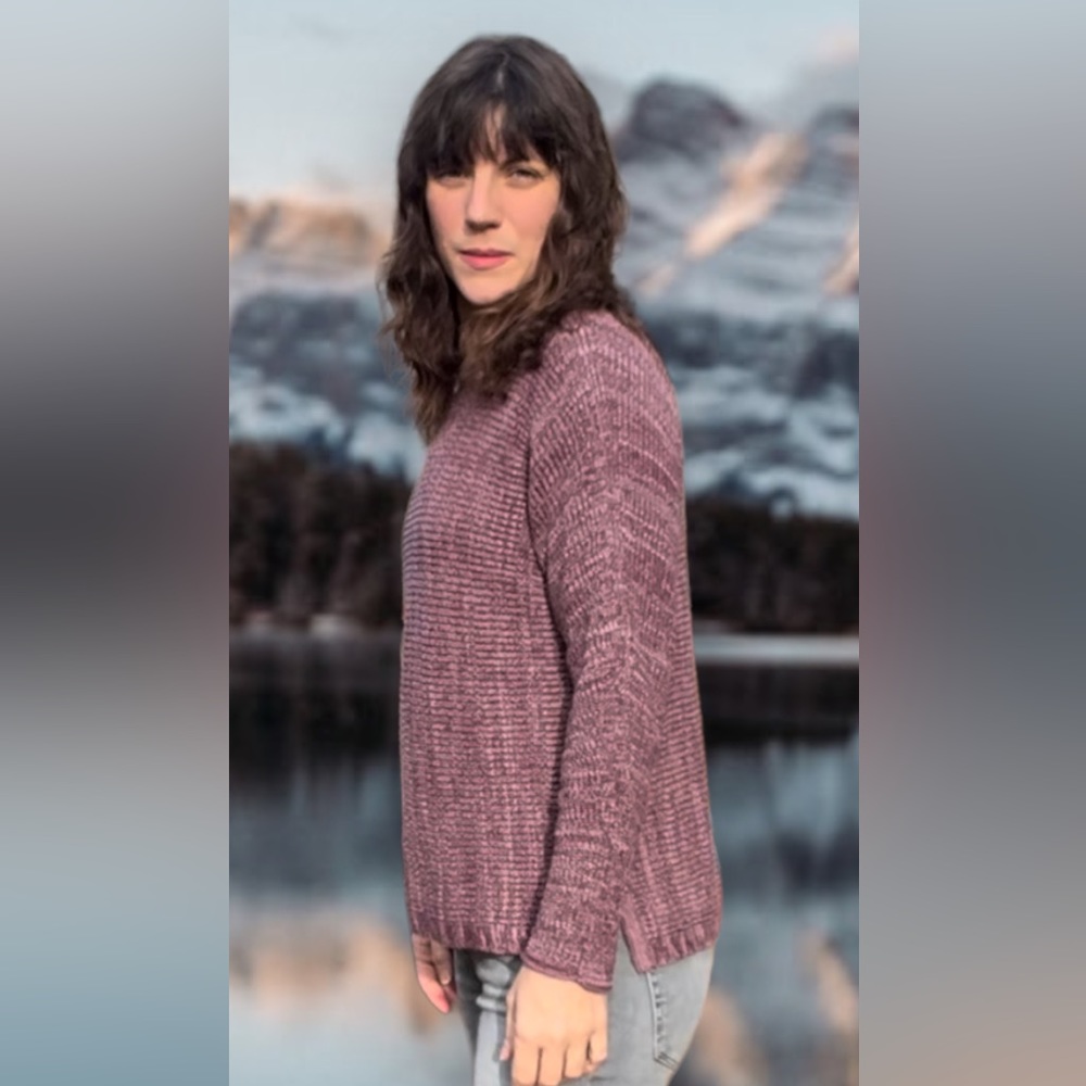 Women Pure Jill Sweater CS Purple Crew Neck Long sleeve